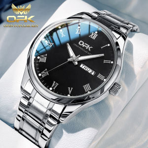 OPK resmi autentik jam tangan pria dewasa 2025 import mode santai bercahaya kalender dial tali jam baja tahan karat jam tangan pria anti air