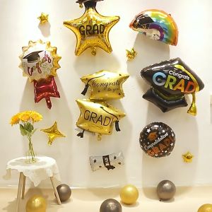 Happy Time Graduation Foil Balloon Decoration Set 2026 Congratulation Grad Photography Props Supplies Party Needs Decor