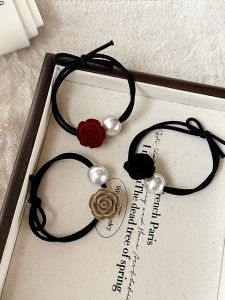 Korean Style Rose Hair Ties Womens Fashion Elastic Hair Bands Pearl Head Ropes High Elasticity Hair Bands Hair Accessories
