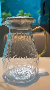 Bình nước thủy tinh chịu nhiệt bình thủy tinh đựng nước màu vàng kim sang trọng 1000ml 1800ml