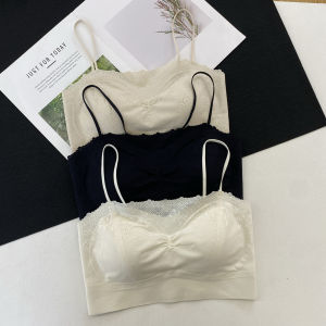 เสื้อชั้นในเกาะอกลูกไม้แบบบางสำหรับผู้หญิง ทรงเข้ารูป ระบายอากาศได้ดี น้ำหนักเบา ใส่สบาย ผ้าฝ้าย ชุดชั้นในเกาะอกแบบสวมหัว