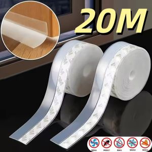 20M Door Window Gap Bottom Seals Windproof Waterproof Cockroach-Proof Rubber Strips Soundproof Self-Adhesive Seals For Glass Door Edges