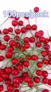 100PCS Christmas Round Ball Berry Simulation Foam Fruit DIY Xmas Garland Wreath Decor Christmas Supplies Accessories