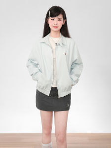 Áo Khoác Ngắn Màu Xanh Lam Có Khóa Kéo Cho Nữ Mùa Thu Đông 2025 Áo Khoác Ngoài Công Sở Cỡ Nhỏ Mới Áo Khoác Cardigan Hở Mùa Xuân Thu