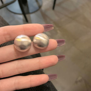 Fashionable Retro Matte Frosted Half Spherical Ball Earrings French Elegant High End Feeling Versatile Ear Jewelry for Women