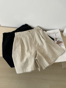 Quần Short Vải Lanh Cotton Cạp Cao Mùa Hè Cho Nữ Quần Ống Rộng Dáng Chữ a Cỡ Nhỏ Quần Dài Thường Ngày Năm Điểm