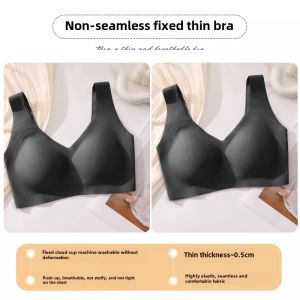 Seamless Womens Sports Bra Summer Thin Ice Silk Gathered Bust No Steel Ring Beautiful Back Vest Style Bra for Young Women