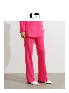 Designer Rose Red Flared Straight Pants