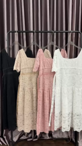 SV 6588 - Zelda Dress | Silvervogue | Gaun Brukat Midi Pakaian Kasual Wanita