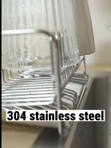 304 Stainless Steel Storage Rack Sponge Sink Drain Basket Kitchen Sink Sponge Holder With Drip Tray