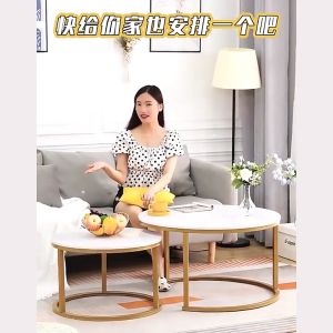 Round Living Room Table Set Coffee Table Marble Texture Table Minimalist Table Scandinavian Side Table 咖啡桌