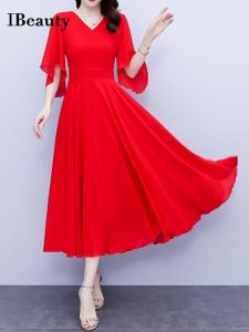 IBeauty Long Dress for Women Plus Size Elegant Chiffon Slim Fit Gown 8075