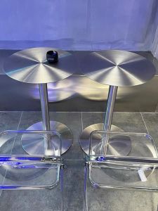 Modern Industrial Style Coffee Table Iron Art Small round Table Stainless Steel Modern Minimalist Tea Shop Balcony Coffee Table