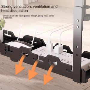 Expandable Under Desk Organizer-No Drill Cable Management Tray (Black/White) Telescopic Space-Saving Storage for Wires & Office