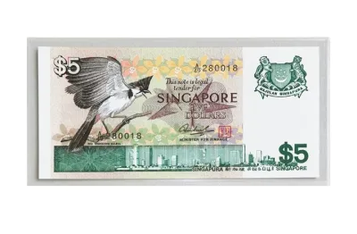 Vintage SG $5 Bird Series Note (Good Condition)