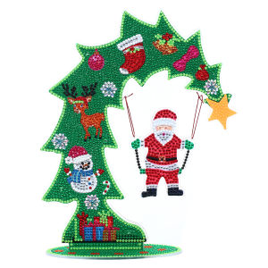 A DIY Christmas theme diamond painting art set. Double-sided luminous desktop decorative item with hanging pendant