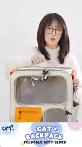 Ume Pet Foldable Cat Backpack Travel Bag Pet Shoulder Bag Large Capacity Beg Berkapasiti Besar Bawaan Kucing 便携猫咪背包宠物双肩包