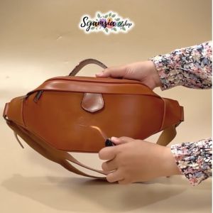 Waistbag Pria Cowok Kulit Sapi Keren Waisbag waterproof Tas Selempang dada Pria kualitas Import