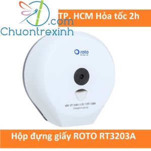 Combo 1 hộp đựng giấy vệ sinh cuộn lớn RT3203A màu trắng và 6 cuộn giấy lớn 2 lớp 600gr AKC600