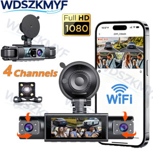 1080P 4Ch WiFi Dashcam car camera Driving DVR Front Left Right Rear Night Vision 3Lens 24h Parking Loop Recording Hardwire kit