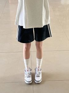 Quần Short Cotton Sọc Màu Khối Cỡ Lớn Cho Nam Mùa Hè Thường Ngày Quần Dài Năm Điểm Rộng Rãi Thoải Mái Thoáng Khí