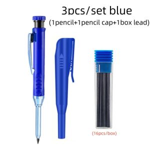 Solid Carpenter Pencils Set with 16Refills 2.8mm Deep Hole Mechanical Pencil Marker Construction Pencils Woodworking Drafting