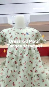 DRESS KID MOTIF BUNGA BAHAN CRINKLE PLISKET ANAK PEREMPUAN UMUR 6 BULANAN - 2 TAHUNAN GAYA BASIC