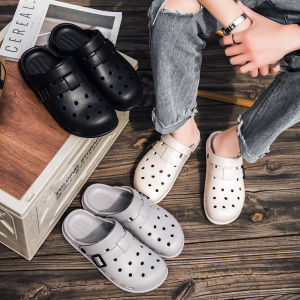 ORNGMALL Men Sandals New Design Summer Shoes Lightweight Soft EVA Clogs for Men Fashion Slippers Closed-toe Beach Shoes with Buckle