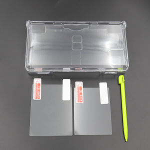 1Set Crystal Clear Hard Shell Case + Top/Bottom Screen Protector Film + Stylus Pen Full Set For NDSL Game Console