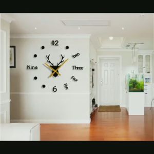 【GiftTown】3D Wall Clock DIY Creative Wall Decorative Sticker Watch Sheet Size 30-60cm Frameless for Home School Office Living Room