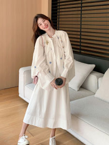 Korean Style Embroidered Shirt And Skirt Set Womens Fashion Spring Autumn Slim Fit Top Half Length Skirt Two Piece Suit