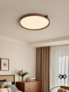 FANCY LAMP CLUB | Full Spectrum Ultra-Thin Eye-Protective Retro Walnut Colored LED Ceiling Light
