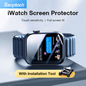 Sanptoch Watch Screen Protector Soft Film For Apple Watch Series 7 8 9 45mm 41mm iwatch Series 6 5 4 SE 44mm 40mm Anti-Scratch Flexible Film Watch Ultra 2 49mm Clear Film With Fix Too