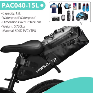 NEWBOLER 15L Large Capacity Bike Saddle Bag Waterproof MTB Road Bicycle Cycling Bag Foldabe Tail Rear Bag Trunk Accessories