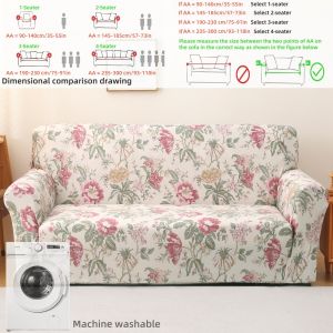 Chic European-style Floral Print Sofa Cover – Stretch Fitted Non-Slip All-Seasons Easy Clean for Living Room
