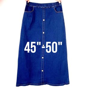 Plus size denim long skirt curvy muslimah fashion jeans perempuan besar labuh panjang 加大码长牛仔裙