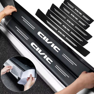 1/4/5Pcs Car Door Sill Scuff Plate Decor Carbon Fiber Stickers For Honda Civic FIT CRV Accord Insight Odyssey Vezel Jazz HRV CRZ