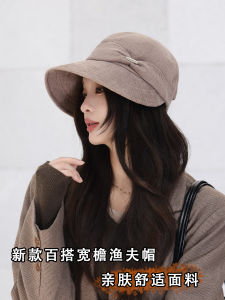 Spring Autumn 2025 New Style Womens Fisherman Hat Wide Brim Butterfly Knot Casual Breathable Adjustable Polyester Fiber