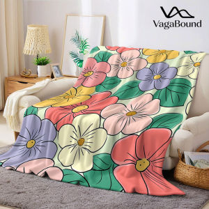 BILIBILI | Vintage Color Flower Tile Flannel Blanket Warm Soft Halloween Christmas Decorative Couch Warm Cozy All-Season Gift