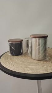 Stainless Steel Tea Coffee Storage Canister Airtight Acacia Wood Lid Anti-Rust Container for Home Kitchen Pantry Use