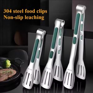 3pcs Stainless Steel Food Tongs Barbecue Tongs / Anti-scald Non-Stick Buffet Clips / Meat Salad Bread Serving Clip Kitchen Utensils