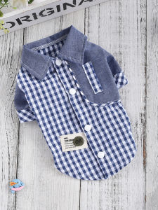 Spring Autumn Plaid Shirt Dog Clothes for Small Dogs Puppies Two Legs Clothing Trendy Cotton Fabric Dog Pet Clothing