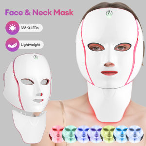 Newly Upgraded LED Face Mask with Neck Wireless 7 Colors Photon LED Facial Mask Repair Skin Rejuvenation Firming Beauty Tool