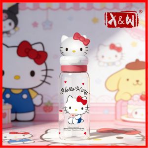 X&W 550ml Sanrio Doll Head Space Cup Tritan Hidden Rope Design Kulomi Hello Kitty Water Bottle Outdoor Portable Cute Cup