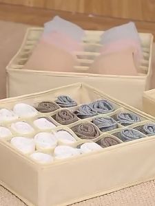 1 Hộp Đựng Đồ Lót Có Thể Gấp Gọn Dung Tích Lớn Chất Liệu Vải Không Dệt Hộp Sắp Xếp Vớ Giỏ Chia Ngăn Tủ Quần Áo