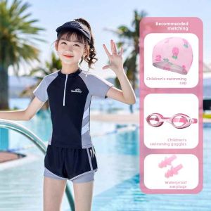 MONLEYTA | Childrens Swimming Suit Girls Sweet Separate Training Swimsuit Conservative High-End Professional Junior High School Students