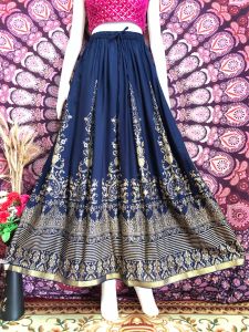 กระโปรงอินเดียพิมพ์ทอง งานอินเดียนำเข้า สินค้าอยู่ไทยพร้อมส่ง