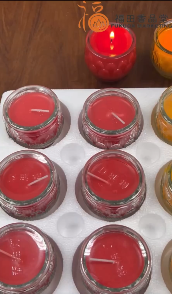 【福田 】24小时酥油莲花灯(1盘12粒)( 黄色 / 红色 ) -经新加坡SGS检验/(酥油灯/供灯/小贡灯/蜡烛/莲花蜡烛/Joss Candle Palm Oil)