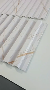 Cream-coloured white lattice PVC wall panels for home television feature wall installation