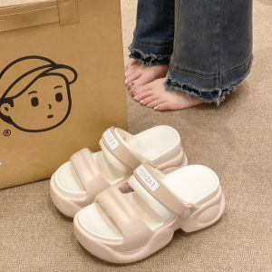 EVA Thick Heel Two-Way Sandals Womens Summer Outdoor Wear New Fashion Color Block Beach Platform Sandals Flat Heels